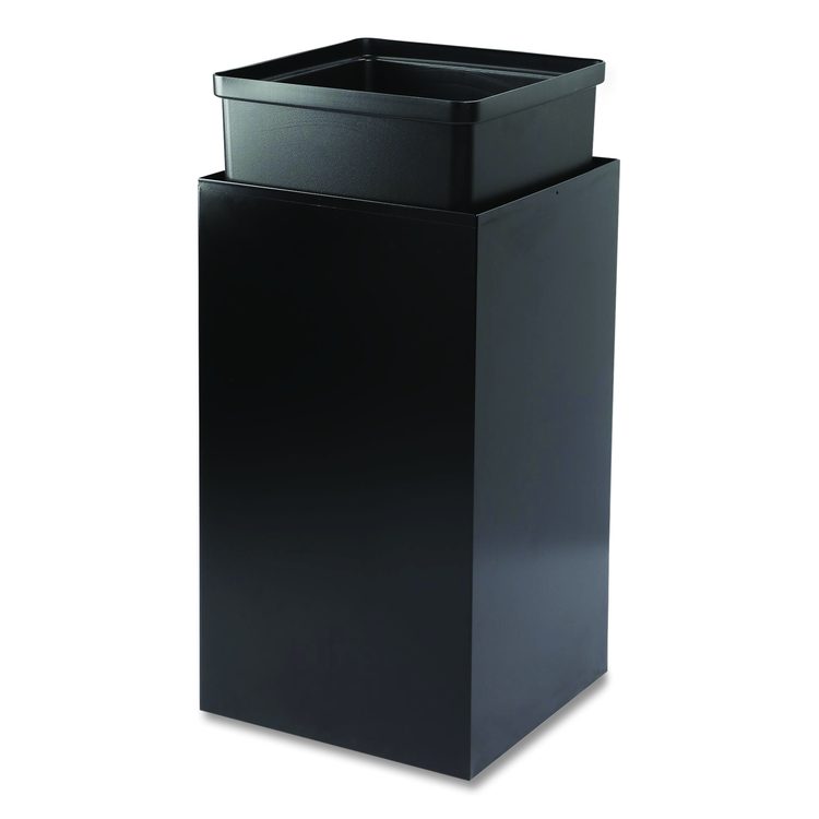 29 Gallon Trash/Recycling Cans, Steel, Black Can with Square Lid