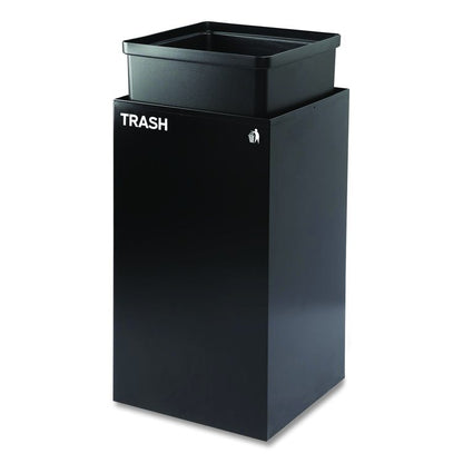 29 Gallon Trash/Recycling Cans, Steel, Black Trash Can with Square Lid