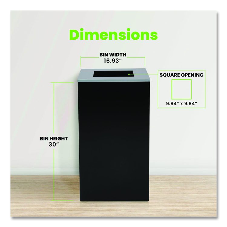 29 Gallon Trash/Recycling Cans, Steel, Black Can with Square Lid