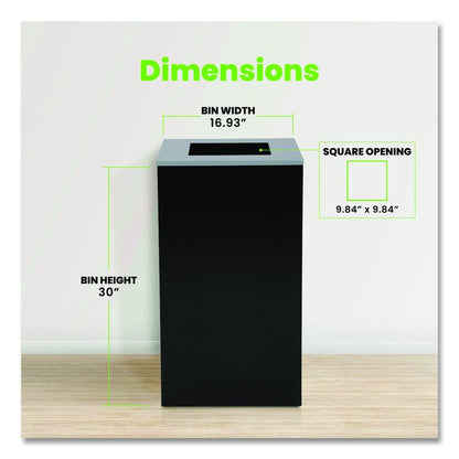 29 Gallon Trash/Recycling Cans, Steel, Black Can with Square Lid