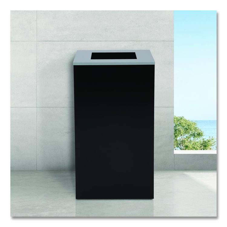 29 Gallon Trash/Recycling Cans, Steel, Black Can with Square Lid