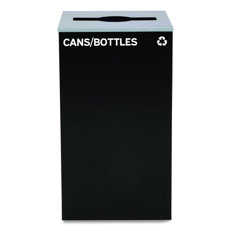 29 Gallon Trash/Recycling Cans, Steel, Black Cans/Bottles Recycling Can with Mixed Lid