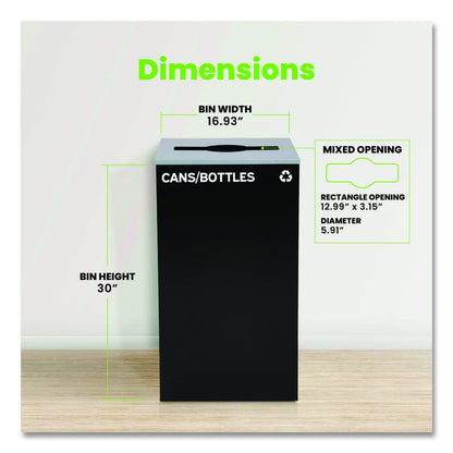 29 Gallon Trash/Recycling Cans, Steel, Black Cans/Bottles Recycling Can with Mixed Lid