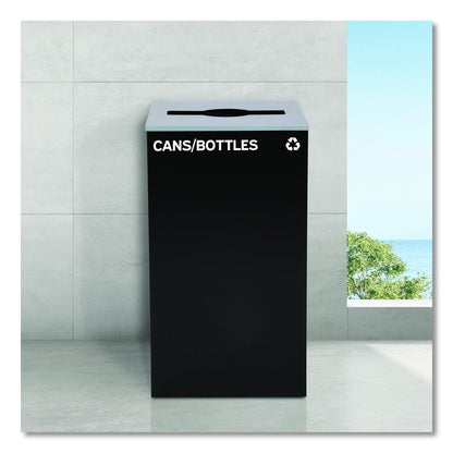 29 Gallon Trash/Recycling Cans, Steel, Black Cans/Bottles Recycling Can with Mixed Lid