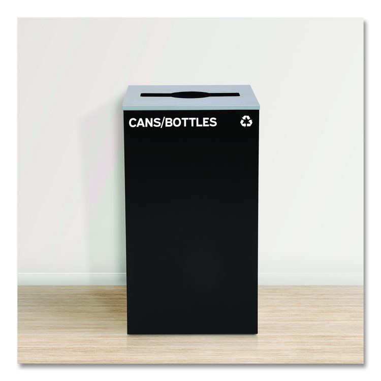 29 Gallon Trash/Recycling Cans, Steel, Black Cans/Bottles Recycling Can with Mixed Lid