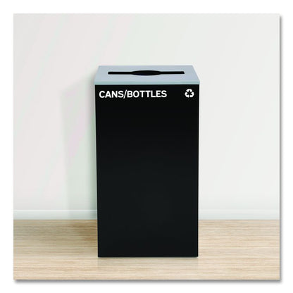 29 Gallon Trash/Recycling Cans, Steel, Black Cans/Bottles Recycling Can with Mixed Lid
