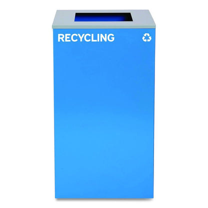 29 Gallon Trash/Recycling Cans, Steel, Blue Recycling Can and Black Trash Can w/Sq Lid, Green Recycling Can with Mixed Lid