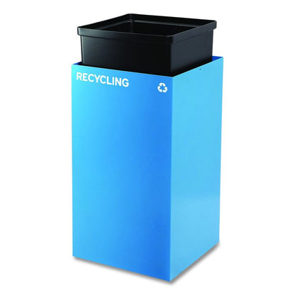 29 Gallon Trash/Recycling Cans, Steel, Blue Recycling Can and Black Trash Can w/Sq Lid, Green Recycling Can with Mixed Lid