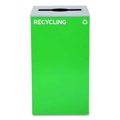 29 Gallon Trash/Recycling Cans, Steel, Blue Recycling Can and Black Trash Can w/Sq Lid, Green Recycling Can with Mixed Lid