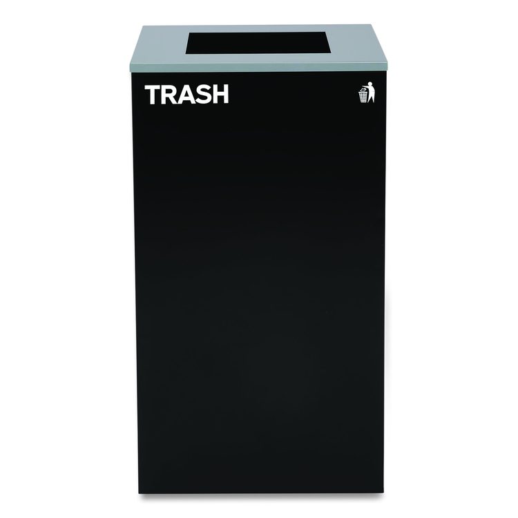 29 Gallon Trash/Recycling Cans, Steel, Blue Recycling Can and Black Trash Can w/Sq Lid, Green Recycling Can with Mixed Lid
