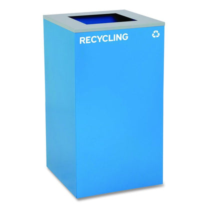 29 Gallon Trash/Recycling Cans, Steel, Blue Recycling and Black Trash Cans w/Square Lid, Green Mixed Recycling Can Mixed Lid