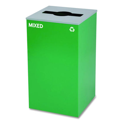 29 Gallon Trash/Recycling Cans, Steel, Blue Recycling and Black Trash Cans w/Square Lid, Green Mixed Recycling Can Mixed Lid