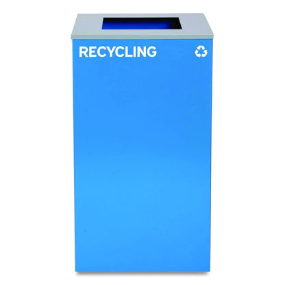 29 Gallon Trash/Recycling Cans, Steel, Blue Recycling Can and Black Trash Can w/Square Lids, Green Compost Can with Mixed Lid