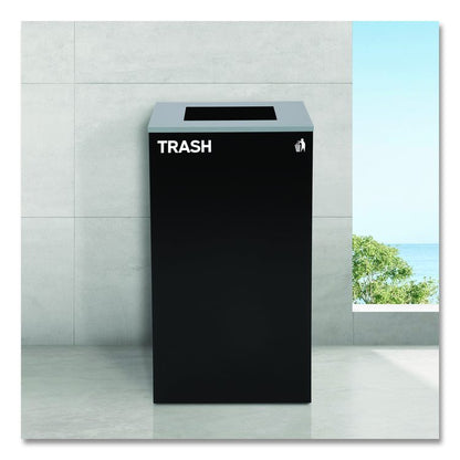 29 Gallon Trash/Recycling Cans, Steel, Blue Recycling and Black Trash Cans w/Square Lid, Green Mixed Recycling Can Mixed Lid