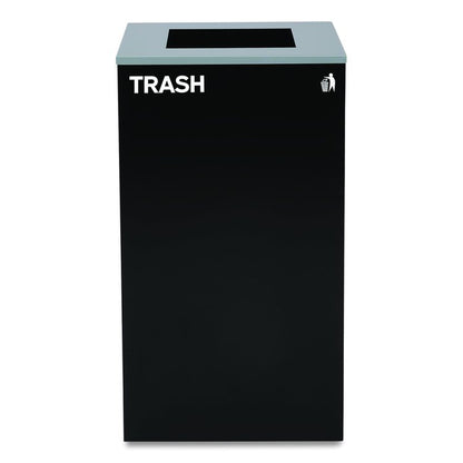 29 Gallon Trash/Recycling Cans, Steel, Blue Recycling Can w/Mixed Lid, Green Recycling Can and Black Trash Can with Sq Lid