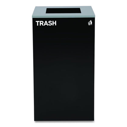 29 Gallon Trash/Recycling Cans, Steel, Blue Recycling Can and Green Recycling Can w/Mixed Lids, Black Trash Can w/Square Lid