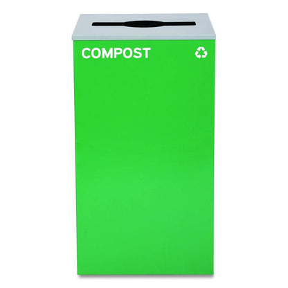 29 Gallon Trash/Recycling Cans, Steel, Blue Cans/Bottles Recycling and Green Compost Can w/Mixed Lid, Black Trash Can Sq Lid