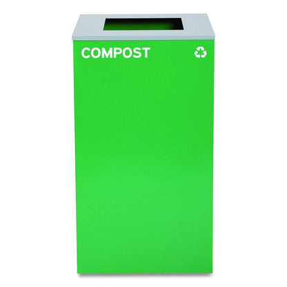 29 Gallon Trash/Recycling Cans, Steel, Blue Cans/Bottles with Circle Lid, Green Compost and Black Trash Cans with Square Lids