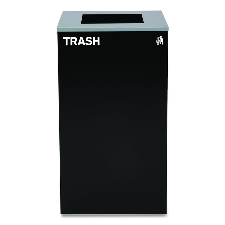 29 Gallon Trash/Recycling Cans, Steel, Blue Recycling Can w/Circle Lid, Green Compost w/Mixed Lid, Black Trash w/Square Lid