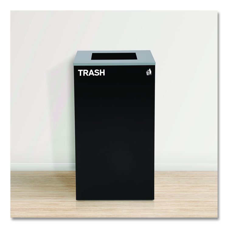 29 Gallon Trash/Recycling Cans, Steel, Blue Mixed Recycling w/Circle Lid, Green Compost w/Mixed Lid, Black Trash w/Square Lid