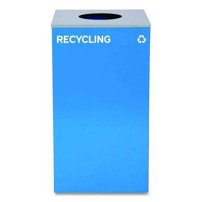 29 Gallon Trash/Recycling Cans, Steel, Blue Recycling Can w/Circle Lid, Green Compost Can and Black Trash Can w/Square Lids