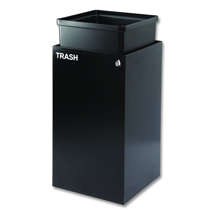 29 Gallon Trash/Recycling Cans, Steel, Blue Recycling Can w/Circle Lid, Green Compost Can and Black Trash Can w/Square Lids
