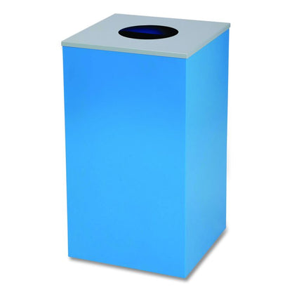29 Gallon Trash/Recycling Cans, Steel, Blue Mixed Recycling Can w/Circle Lid, Green Compost and Black Trash Cans w/Sq Lids