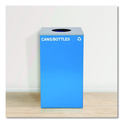 29 Gallon Trash/Recycling Cans, Steel, Blue Cans/Bottles with Circle Lid, Green Compost and Black Trash Cans with Square Lids