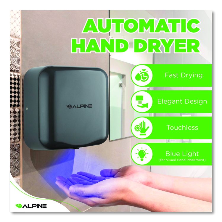 Hemlock Commercial Automatic 120V Hand Dryer, 6.68 x 11.41 x 12.31, Gray