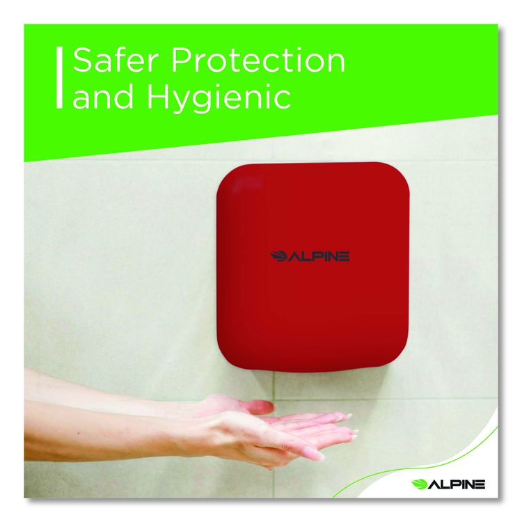 Hemlock Commercial Automatic 120V Hand Dryer, 6.68 x 11.41 x 12.31, Red