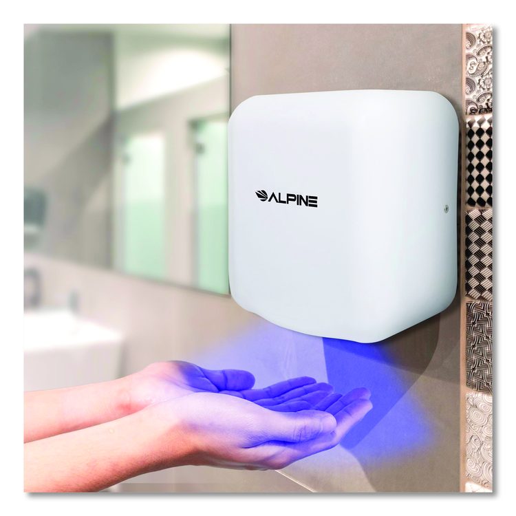 Hemlock Commercial Automatic 120V Hand Dryer, 6.68 x 11.41 x 12.31, White