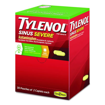 Sinus Severe Acetaminophen Daytime Pain Reliever Caplet, 2 Caplets/Packet, 30 Packets/Box