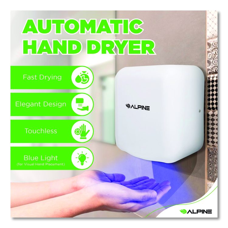 Hemlock Commercial 220V Automatic Hand Dryer, 6.68 x 11.41 x 12.31, White