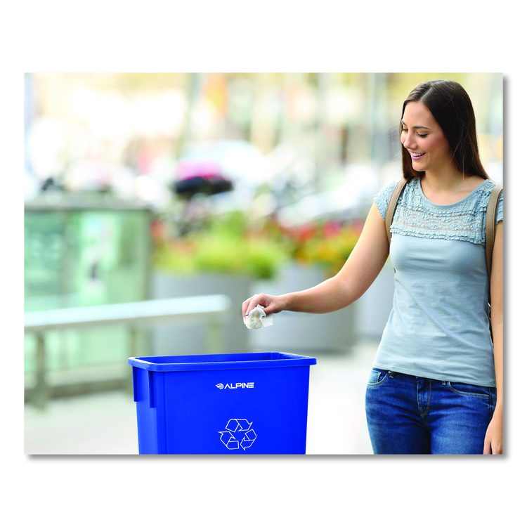 Slim 23 Gallon Recycling Bin, Plastic, Blue
