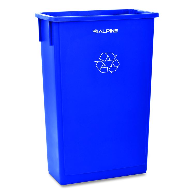Slim 23 Gallon Recycling Bin, Plastic, Blue