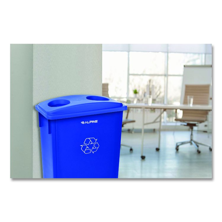 Slim 23 Gallon Recycling Bin, Plastic, Blue