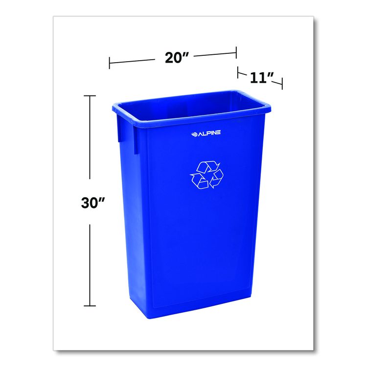 Slim 23 Gallon Recycling Bin, Plastic, Blue
