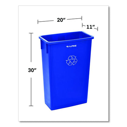 Slim 23 Gallon Recycling Bin, Plastic, Blue