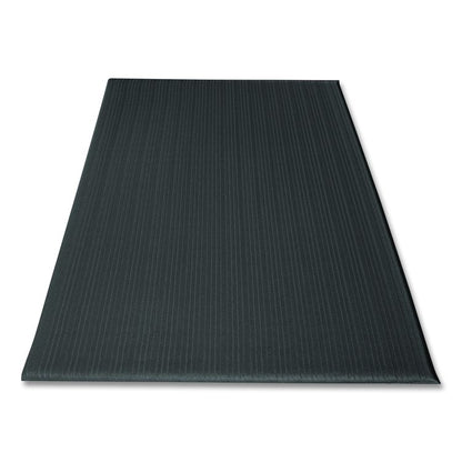 Ribbed Vinyl Anti-Fatigue Mat, Rectangular, Black Ribbed Surface, 24" x 36"
