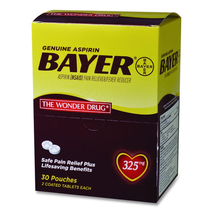 Genuine Buffered Aspirin (NSAID) Tablet, 2 Tablets/Packet, 30 Packetss/Box