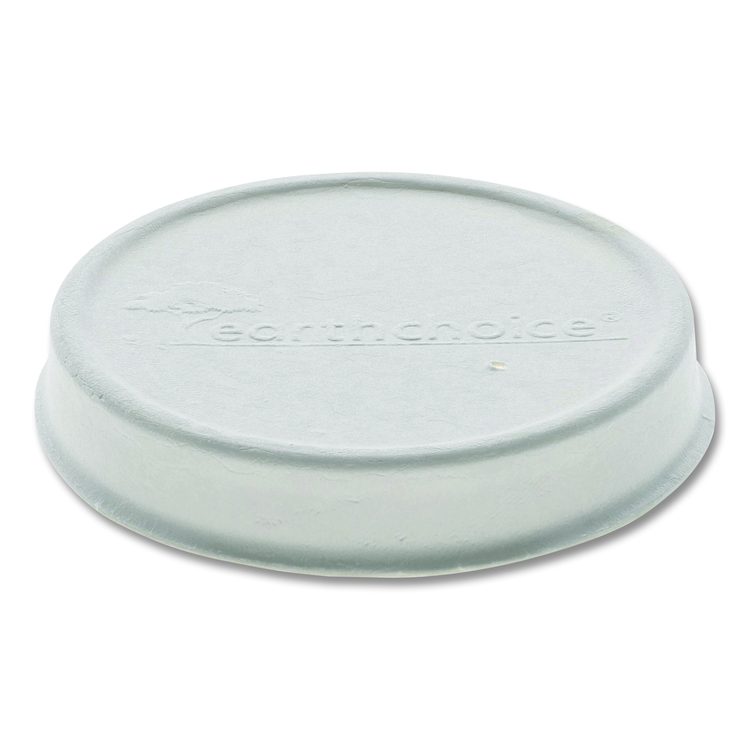 EarthChoice PFAS-Free Compostable Soup Cup Lid, For 8 oz to 16 oz Soup Cups, 4" Diameter, White, Sugarcane, 500/Carton