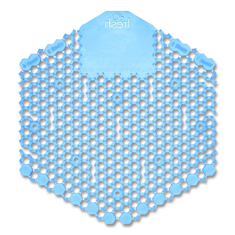 Wave 3D Urinal Deodorizer, Cotton Blossom Scent, Blue, 10/Box, 6 Boxes/Carton