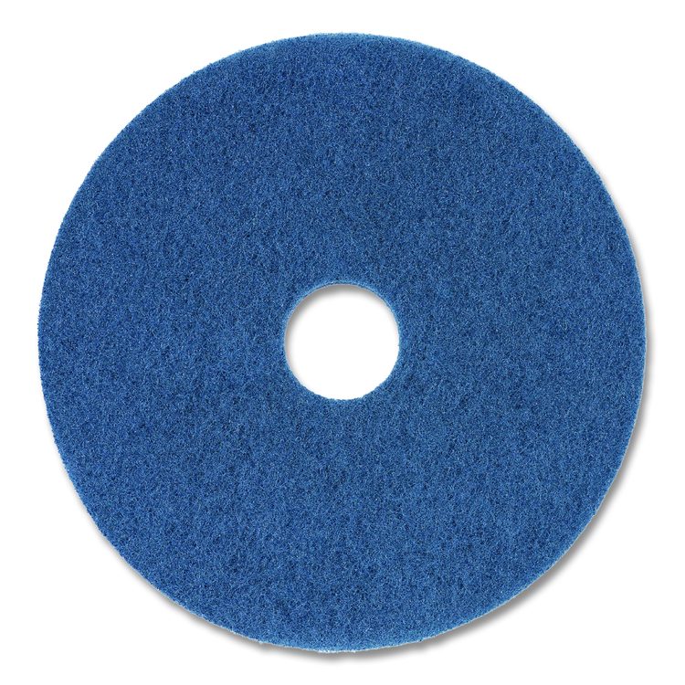 Scrubbing Floor Pads, 13" Diameter, Blue, 5/Carton