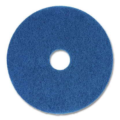Scrubbing Floor Pads, 13" Diameter, Blue, 5/Carton