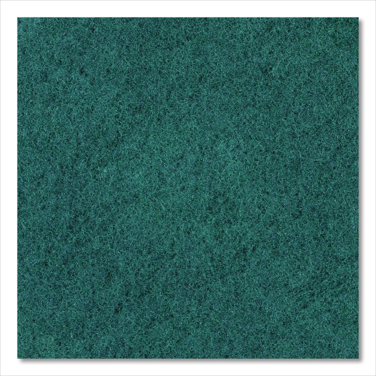 Heavy-Duty Scrubbing Floor Pads, 13" Diameter, Green, 5/Carton