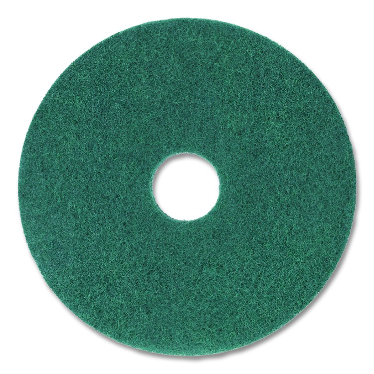 Heavy-Duty Scrubbing Floor Pads, 13" Diameter, Green, 5/Carton