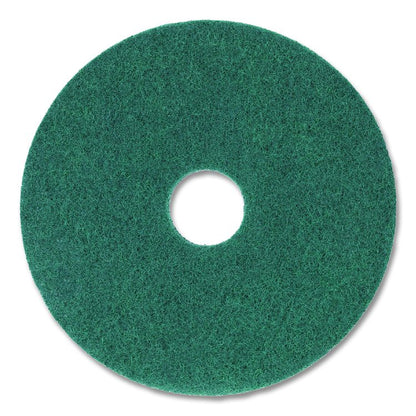 Heavy-Duty Scrubbing Floor Pads, 13" Diameter, Green, 5/Carton