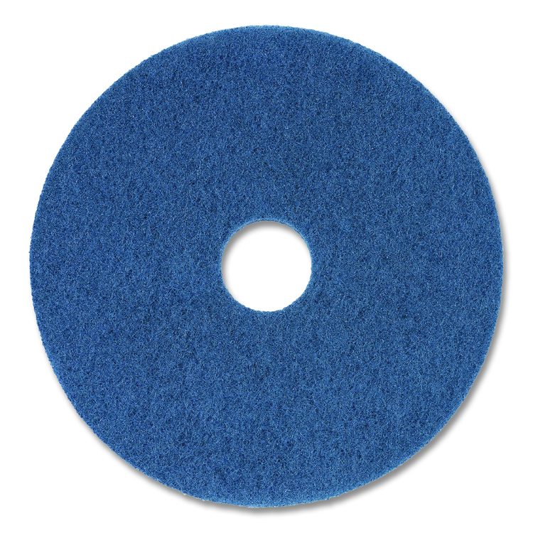 Scrubbing Floor Pads, 14" Diameter, Blue, 5/Carton