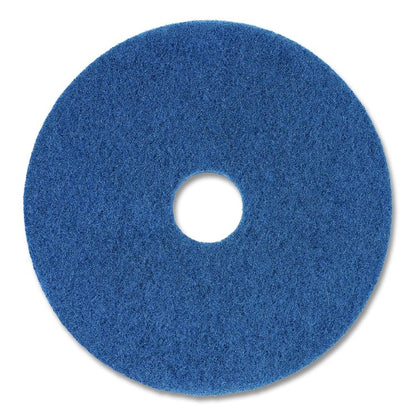 Scrubbing Floor Pads, 16" Diameter, Blue, 5/Carton