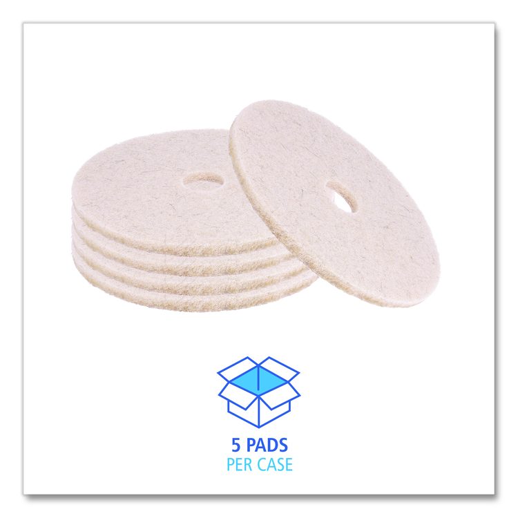 Natural Hog Hair Burnishing Floor Pads, 17" Diameter, Tan, 5/Carton